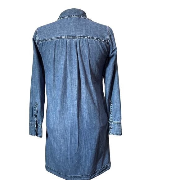 Madewell Long Sleeve Button Up Chambray Casual Dress Side Pockets Size XS - Picture 12 of 13